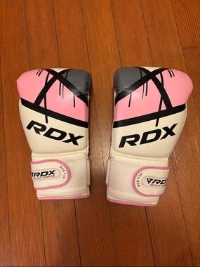 RDX Pink and White Boxing Gloves - 12oz